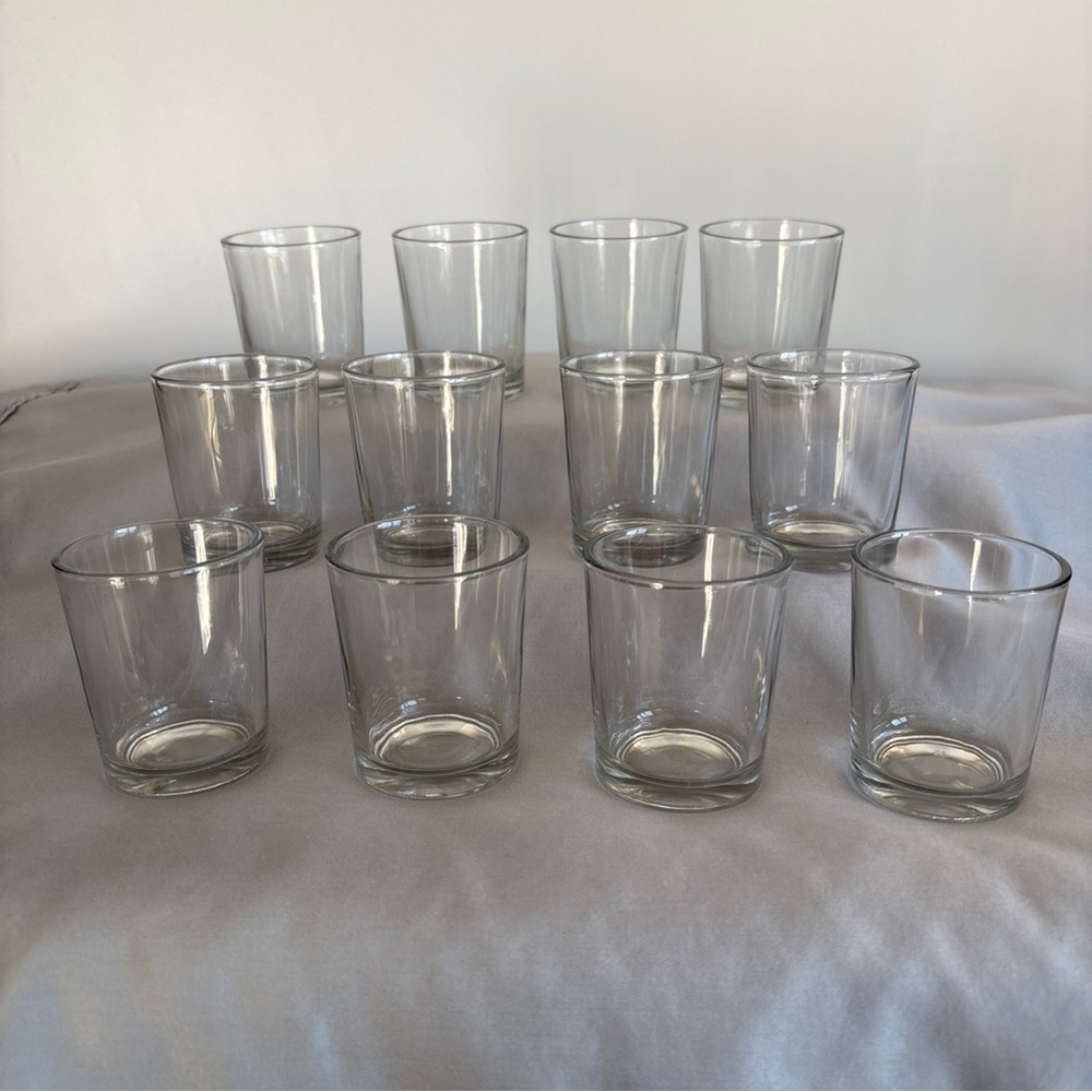 Set of 12 Clear Glass Votive Candle Holders – Event / Wedding Décor